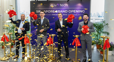 Professional grand opening ribbon cutting ceremony setup in Singapore