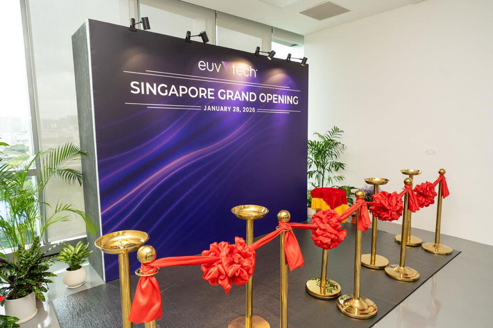 Professional grand opening ribbon cutting ceremony setup in Singapore